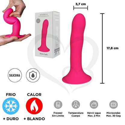 HITSENS 4 - Dildo de Silicona de Doble Densidad (Color Rosa Fuerte)